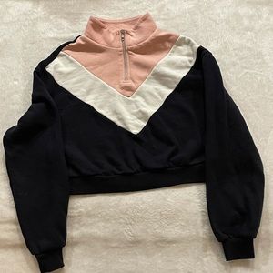 Navy blue light pink and white sweater